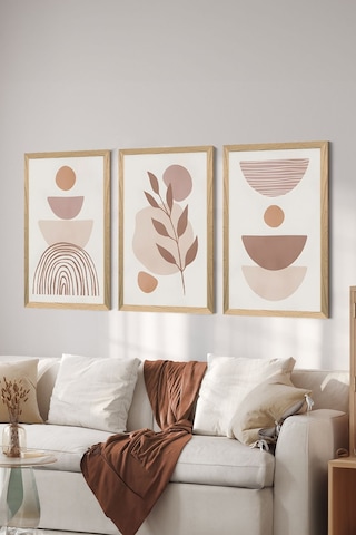 3 Parça Ahşap Çerçeve Görünümlü Mdf Poster Tablo Seti - Set 45 - Mdf3dsohoset45