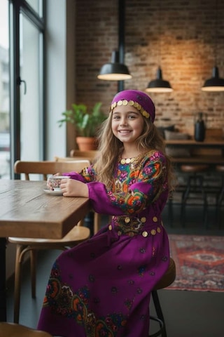 Bawcompany Yöresel Hamavi Kız Çocuk Elbise Ürün Ölçülerine Göre Sipariş Veriniz. Şal Ve Kuşak Birlikte Mor