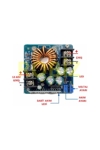 400W 12V / 60V 15A Voltaj Düşürücü Modül Güç Kaynağı Voltaj ve Akım Ayarlanabilir DC DC