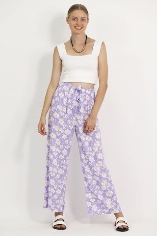 Gabria Kadın Çicek Desenli Pantolon Lila