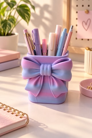 Sakura Fiyonk Detaylı Masa Üstü Kalemlik Kız Çocuk Odası Dekoratif Kalemlik