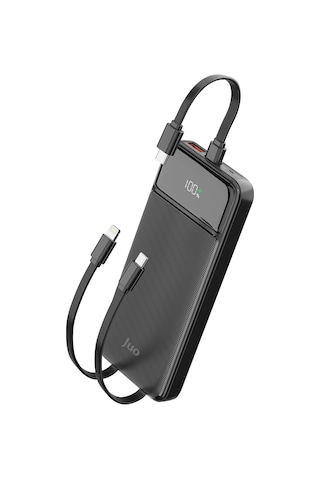 Juo MT03276 10000 Mah 22.5w Led Ekranlı Lightning Ve Type-c Kablolu Powerbank Siyah