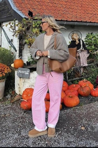 Seeh Pembe Çizgili Kadın Jean Pantolon Sh315