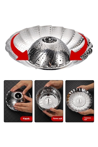 Paslanmaz Çelik Teleskopik Süzgeç Buharlı Pişirici Rafı