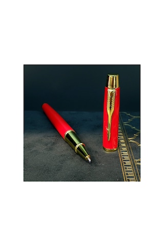 10 Adet Kutulu Kırmızı Anahtarlık Ve Kalem Seti Kişiye Özel Hediyelik, Deri Ve Metal Anahtarlık, Metal Roller Kalem, Keychain Pen
