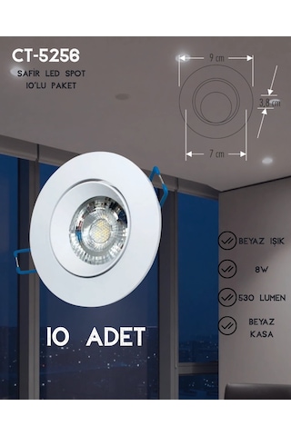 Cata Ct-5256 Safir Led Spot Beyaz Işık - 10 Lu Paket