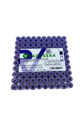 50 Adet Kan Alma Tüpü, Mor Kapak, K2e K2edta 2ml 3.6mg 13x75mm, Bd Vacutainer