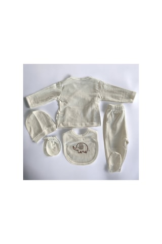 Bebitof Filli 5 Li Unisex Zıbın Seti Hastane Çıkışı Ekru Ekru
