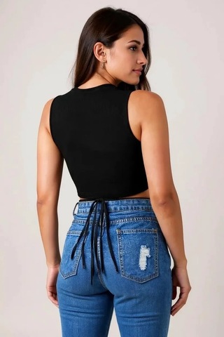 LUXSTOREE Kadın Siyah Çapraz Bağlamalı Crop Top Büstiyer Modern Ve Şık Tasarım Çok Renkli