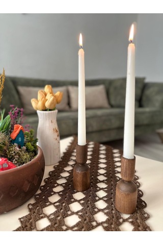 Sammwood Doğal Ahşap Şamdan , Mumluk Tekli Kayın Ağacından