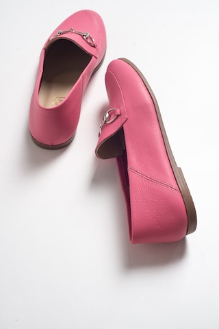 Luvishoes F03 Pembe Cilt Hakiki Deri Babet Pembe