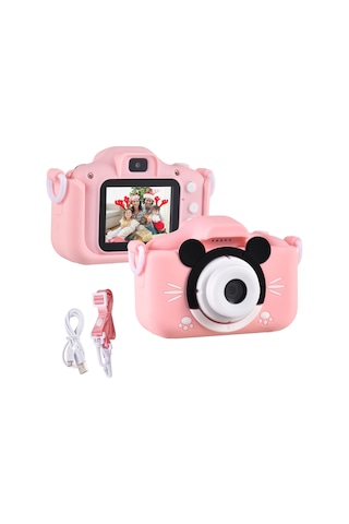 Springsun Mickey Pembe Çocuk Dijital Kamerası - 20mp Lens, 2.0" Ips Ekran, 1080p Fotoğraf/video, Oyun Ve Müzik Fonksiyonu, İçinde Li-pil