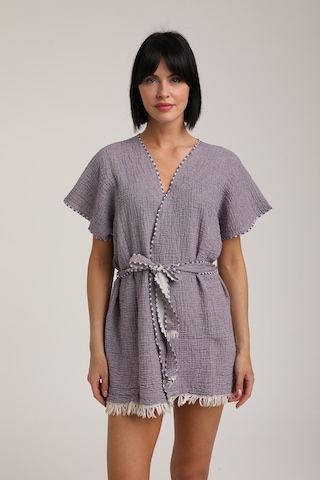 Life For Moda Kadın Kuşaklı Müslin Pareo Kimono P 80 Mor