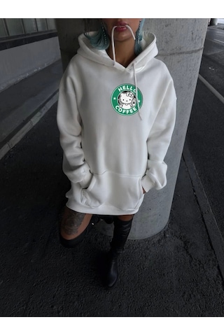 Etiler Collection Üç İplik Penye Uzun Kol Kapşonlu Sweatshirt - Beyaz