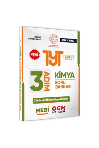 2026 TYT Mebi-ogm 3 Adım Kimya Soru Bankası Renkli A4 Boyut Video Çözümlü Baskı Ücreti