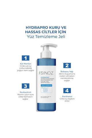 Sinoz Hydrapro Kuru Ve Hassas Ciltler İçin Yüz Temizleme Jeli 200 ML