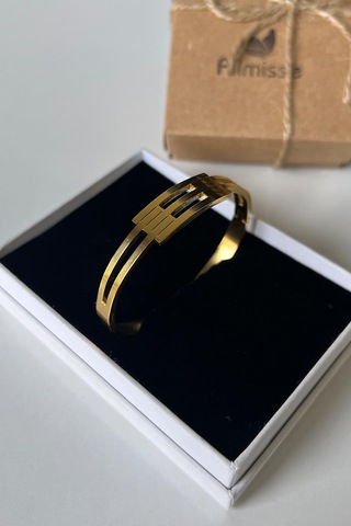 Altın Kaplama 316l Kalite Kaburga Kelepçe Bileklik Gold