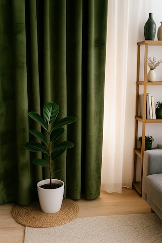Süet Elit Kadife Dokulu Natural Fon Perde Salon Oturma Odası Yatak Odası Antre Yeşil