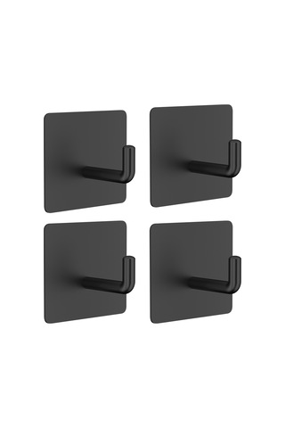 4 Adet Duvara Monte Kanca 304 Paslanmaz Çelik Asma Kancaları Mutfak Banyo Yatak Odası İçin Siyah