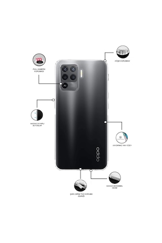 Oppo Reno 5 Lite Kılıf Kamera Korumalı Tıpalı Şeffaf Silikon Kapak