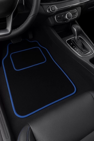 5 Parça Universal Topuk Destekli Oto Halı Paspas Takımı Kenar Renk Mavi
