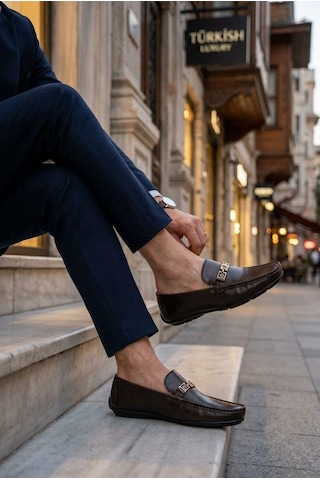 Pierre Cardin 90237 Rahat Esnek Hakiki Deri Erkek Loafer Ayakkabı Kahve