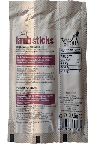 New Story Kuzu Etli Kedi Ödül Çubukları Lamb Cat Sticks 3 x 5 G
