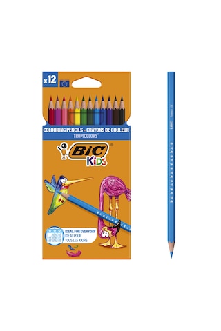 Bic Tropicolors Kuru Boya Kalemi 12 Renk Uzun Tam Boy