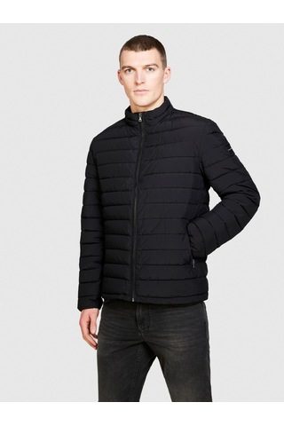 Sisley Kolu Logo Etiketli Fermuarlı Cepli Hafif Ceket Erkek Siyah Mont - 324p24uwsn02r