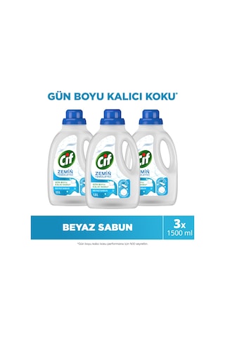 Cif Zemin Temizleyici Beyaz Sabun 1500 Ml X3 3'lü Set