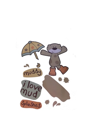 Sıa Duvar Süsü (Sticker) Çamurlu Ayı Desenli Pvc