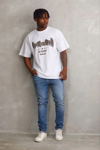 Erkek Baskılı T-shirt Kısa Kol Bisiklet Yaka Regular Fit Tişört - Beyaz Beyaz