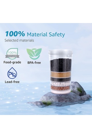 Kangvka 6 Katlı Filtre Elemanlı Su Filtresi - Kolay Kurulum, 100'den Fazla Kirleticiyi Azaltır, Çeşitli Su Dağıtıcı Sistemlerine Uyumlu Siyah