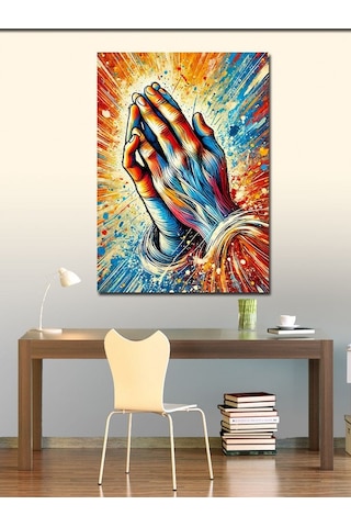 Kanvas Tablo Dua Eden Eller Renkli Çizim 50cmx70cm