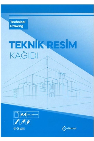 A4 Teknik Resim Defteri Dik 40 Yaprak Gürmat Antetli A-4 Teknik R