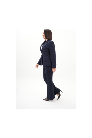 Velnara Moda Lacivert Modern Klasik Kadın Takım Elbise - Düğme Detaylı Ceket & İspanyol Paça Pantolon Lacivert - 942450642 Lacivert
