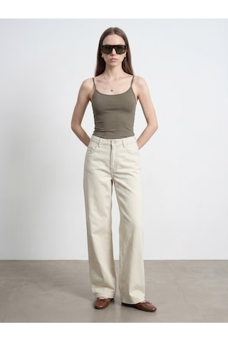 Dilvin 72323 Lyocell Karışımlı Wide Leg Jean-taş