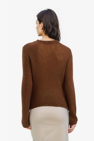 DeFacto Regular Fit Kayık Yaka Basic Düz Triko Kazak E6997AX25SPBN297 Kahve