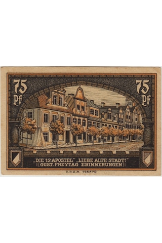 Almanya 75 Pfennig 1921 Notgeld-kreuzburg-yukarı Silezya. Çil.