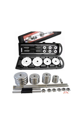 Ckspor 50 Kg Çantalı Krom Dambıl Bar Ve Plaka Seti Cks132