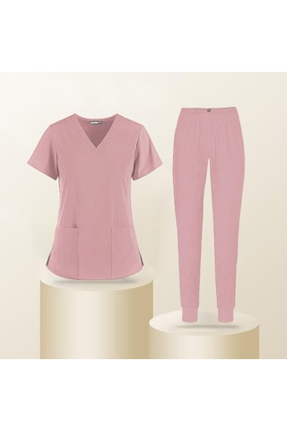 Homyl Rahat Hemşirelik Ovma Seti Spa Üniformaları Xl-pembe