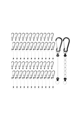 Gatherco 50 Adet Boncuklu Anahtarlık Çubuğu, Boncuk Anahtarlık Yapımı Kiti Anahtarlık Aksesuarları Tılsımlar Boncuklar Kendin Yap Boş Metal Anahtarlık