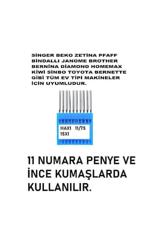 Swart Singer Zetina Uyumlu Dikiş Makine Iğnesi 11-12-14-16-18 Numara -50 Adet Iğne 5 Paket Genel