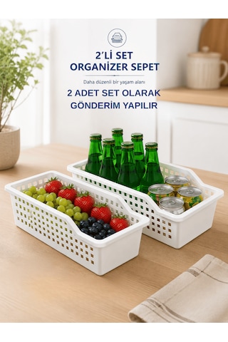 Beylini 2'li Mutfak Sepeti Dolap İçi Dışı Çok Amaçlı Raf Düzenleyici Sepet Kutu Meyve Sebze İçecek Banyo Malzemeleri Diğer