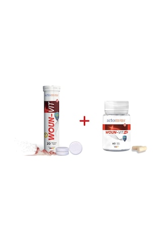 Actomins Woun-vit 20 Efervesan Tablet + Woun-vit Plus 60 Vegan Kapsül