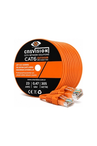 Cat6 305 Metre Dış Ortam 0,47mm Çift Ceketli Çift Katman Outdoor Cat6 Kablo 305mt Kutu