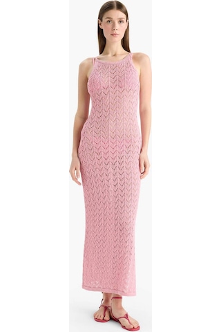 Defacto Yuvarlak Yaka Askılı Triko Plaj Elbisesi-fall İn Love E5968ax25hspn164 Pembe
