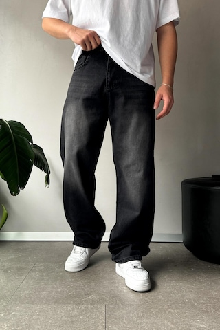 Flaw Çizgi Detay Baggy Jean Siyah Siyah