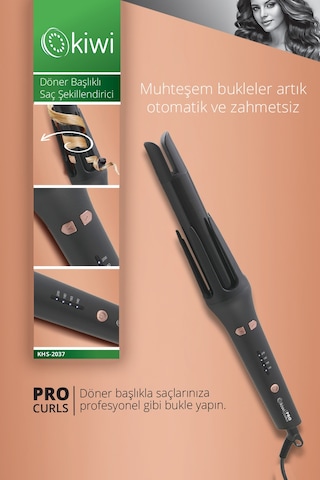 Kiwi Khs-2037 Döner Başlıklı Saç Şekillendirici Siyah