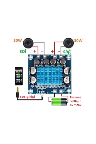 2X30 Watt Tpa3110 Amfi Devresi Dijital Amplifikatör 2X30W Xh-A232